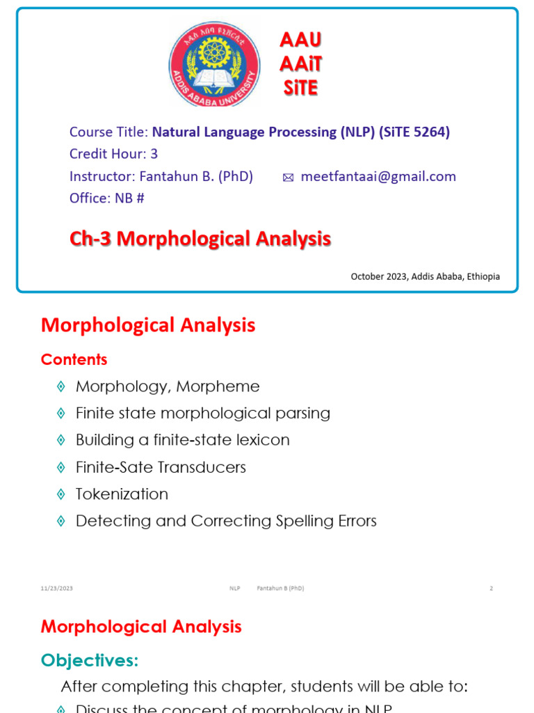 Morphological Analysis in NLP | PDF | Morphology (Linguistics) | Verb