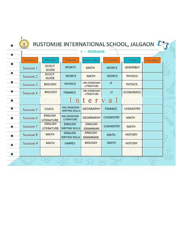 RI - Grade 9 Moraine Class Time Table | PDF