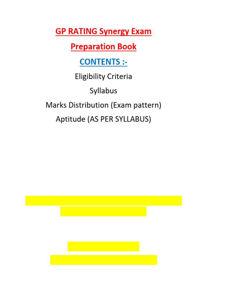 GP RATING - Synergy Exam Preparation Book (PDF) | PDF | Area | Interest