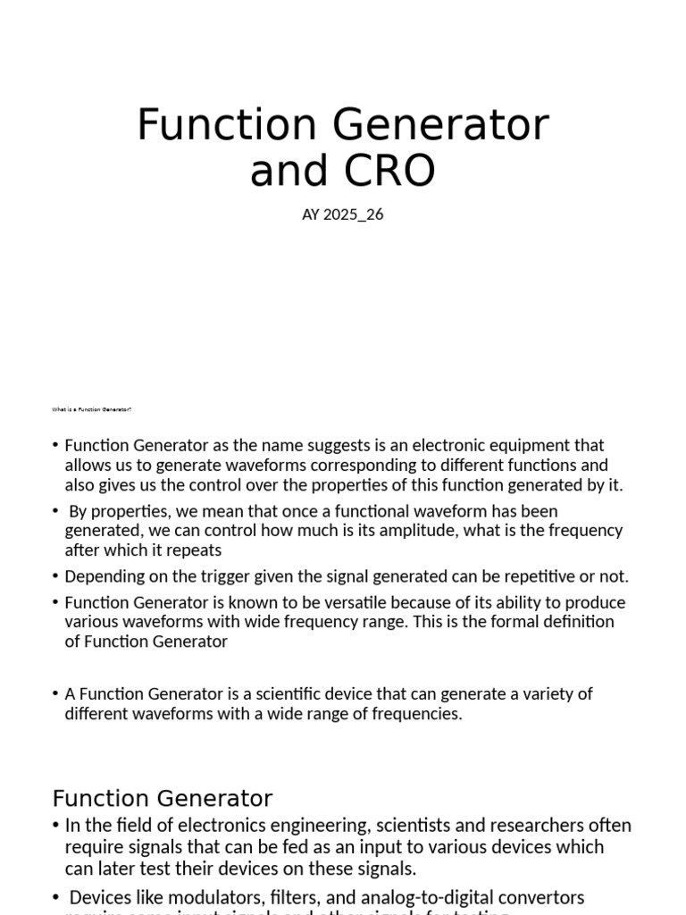 Function Generator Overview and Types | PDF | Analogue Electronics ...