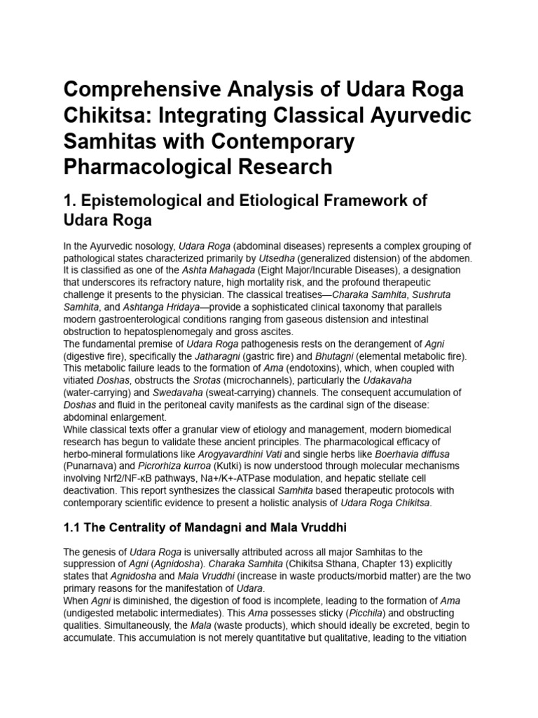 Udara Roga Chikitsa: Ayurvedic Insights | PDF | Ayurveda | Nf κb