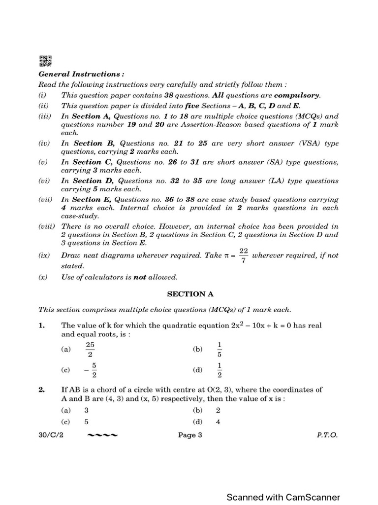 30 C 2 Mathematics Standard | PDF