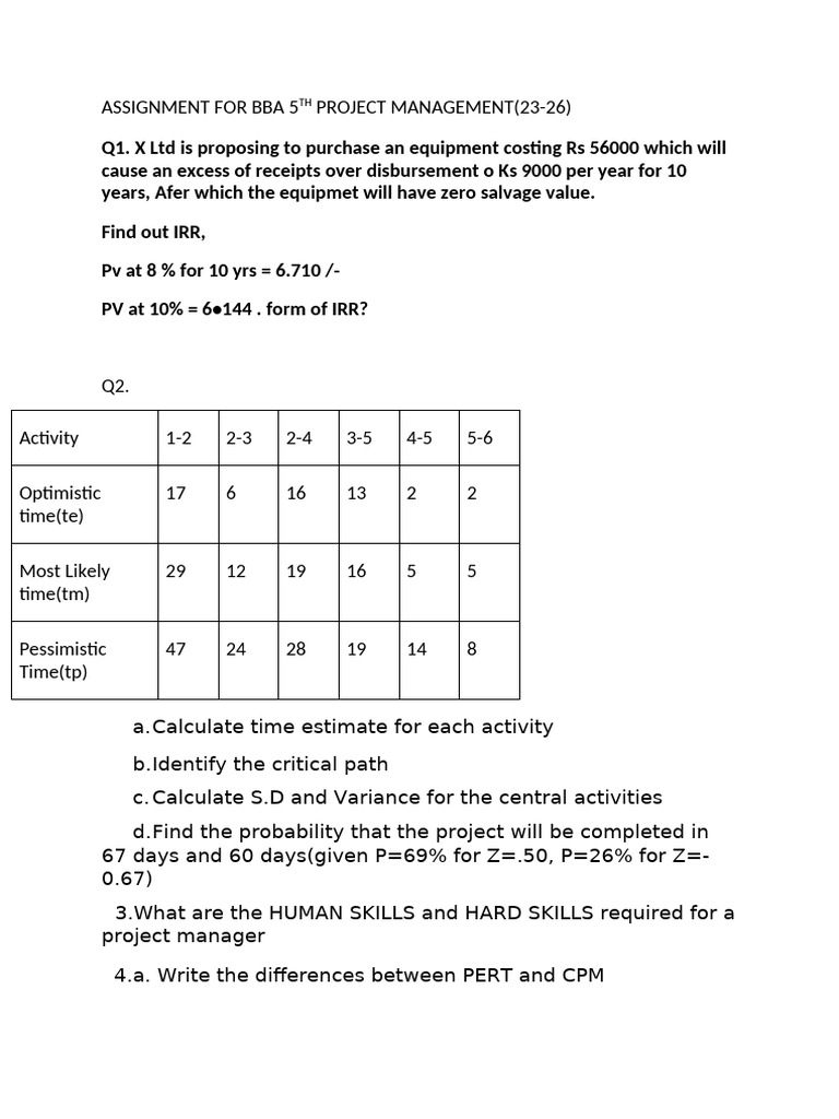 Project Management Assignment Overview | PDF | Project Management ...