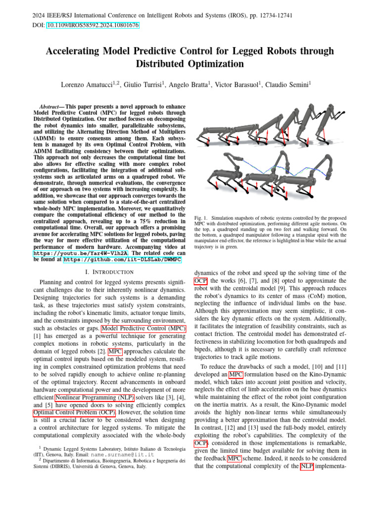 Distributed Optimization for MPC in Legged Robots | PDF | Mathematical ...
