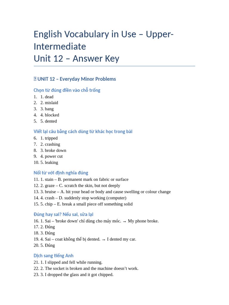 Unit 12 Answer Key | PDF
