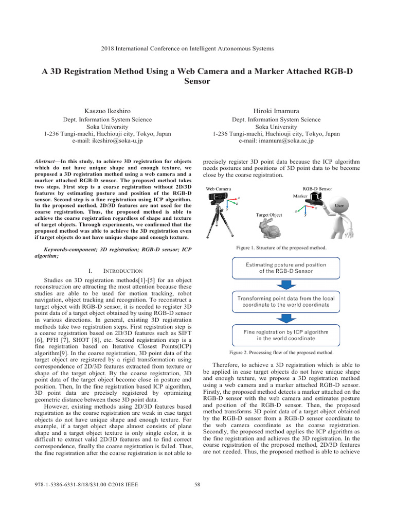 3D Registration with RGB-D Sensor and Camera | PDF | Computer Vision ...