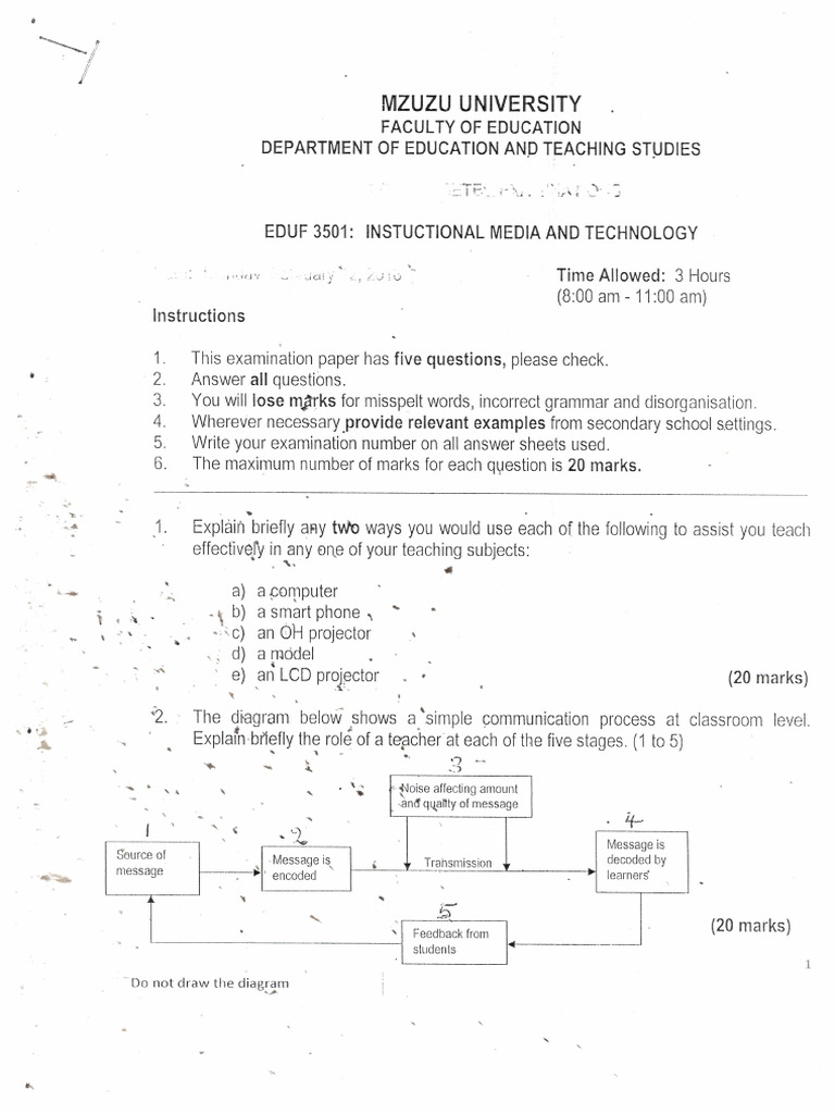 EDUF 3 Instructional Media and Technology End of Semester Examinations ...