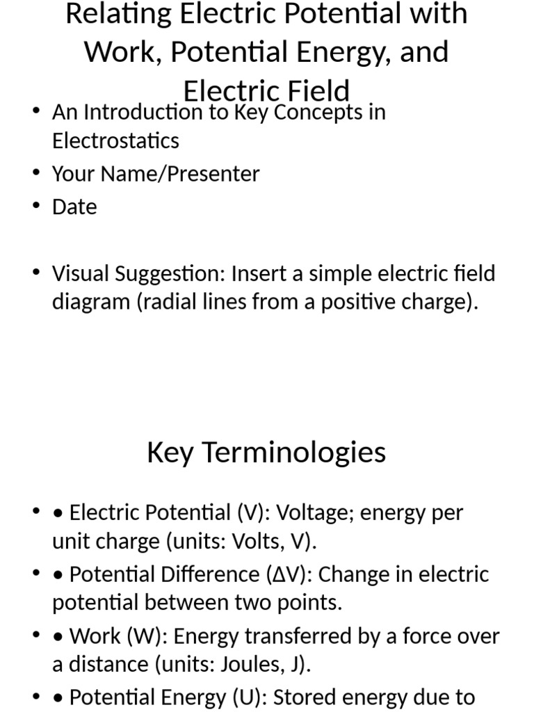 Electric Potential and Work Explained | PDF | Potential Energy | Voltage