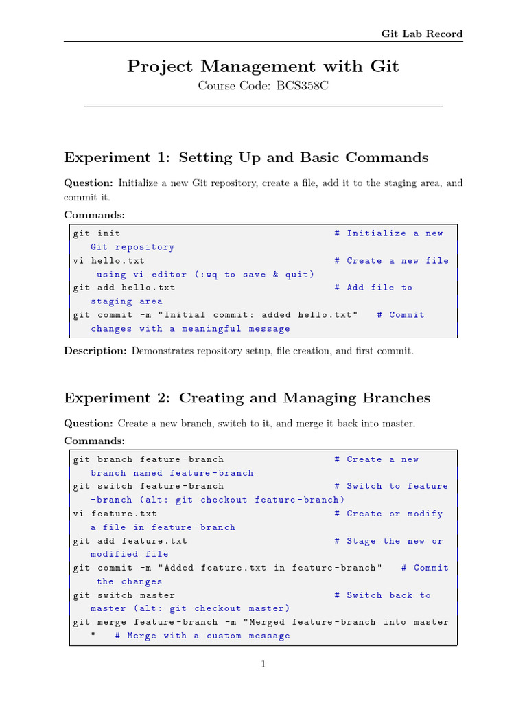 Git Lab: Essential Commands and Practices | PDF | Software | Computing