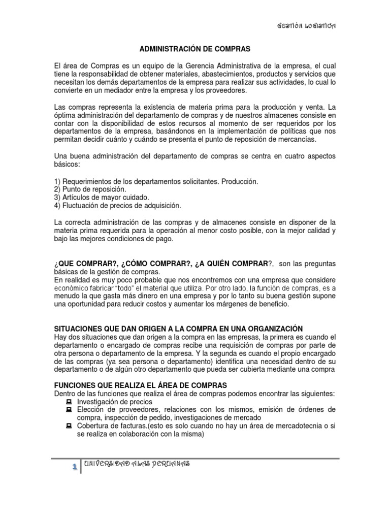 Administración de Compras y Almacenes | PDF | Calidad (comercial ...