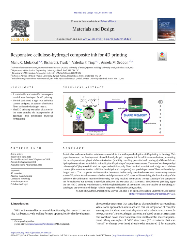 2_Responsive Cellulose-hydrogel Composite Ink for 4D Printing | PDF ...