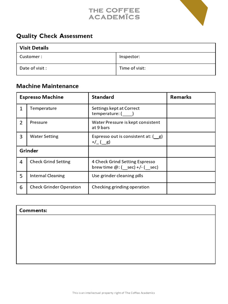 Coffee Quality Assessment Checklist | PDF | Coffee | Drink