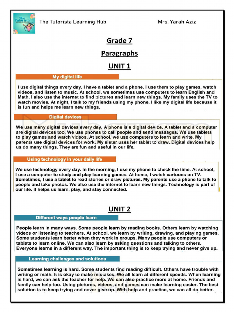 Y7 Paragraphs | PDF