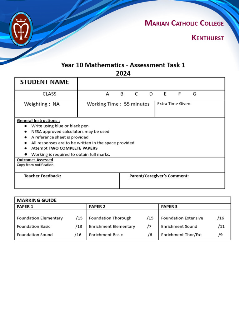 Year 10 Mathematics Assessment 2024 | PDF | Interest | Compound Interest