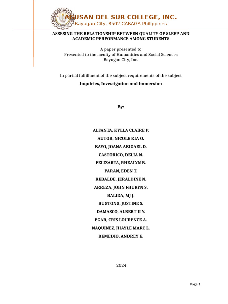 Sleep Quality and Student Performance | PDF | Sleep | Sleep Deprivation