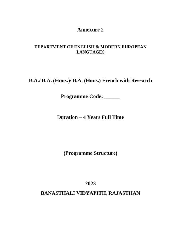B.A. French Program Structure & Guidelines | PDF | Communication ...