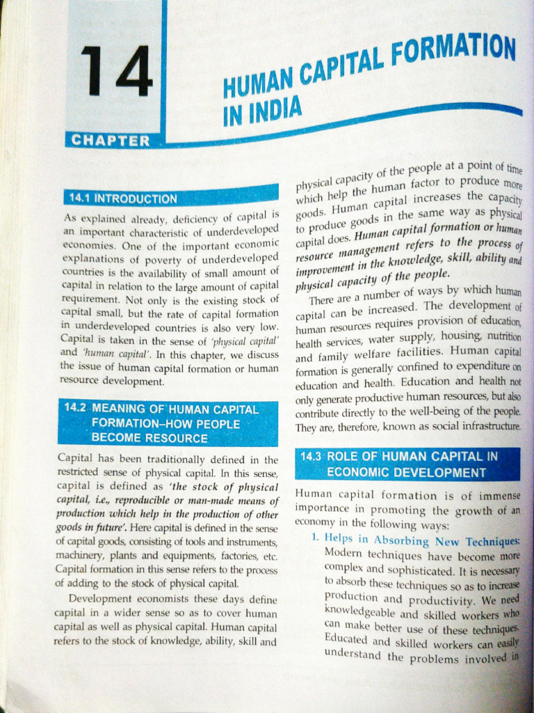 Chapter 14, Human Capital Formation in India | PDF