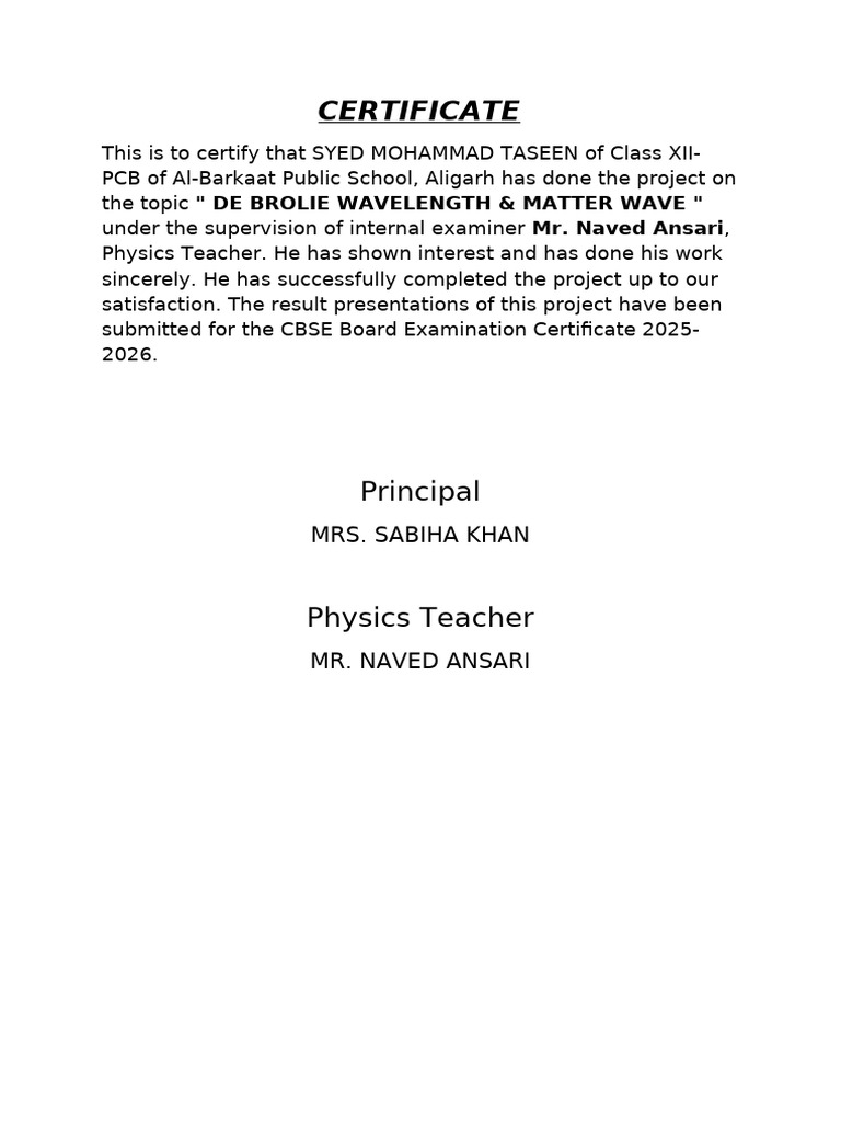 CBSE Project Certificates for Class XII | PDF | Gratitude