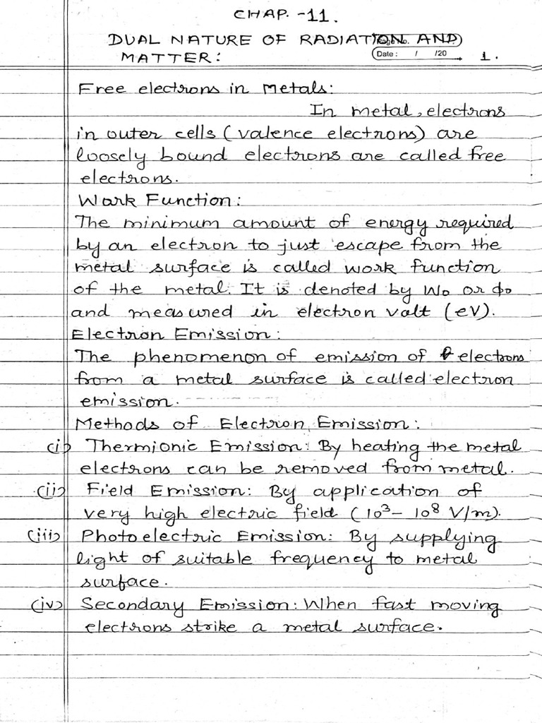 Dual Nature of Radiation and Matter Notes Part-1 | PDF