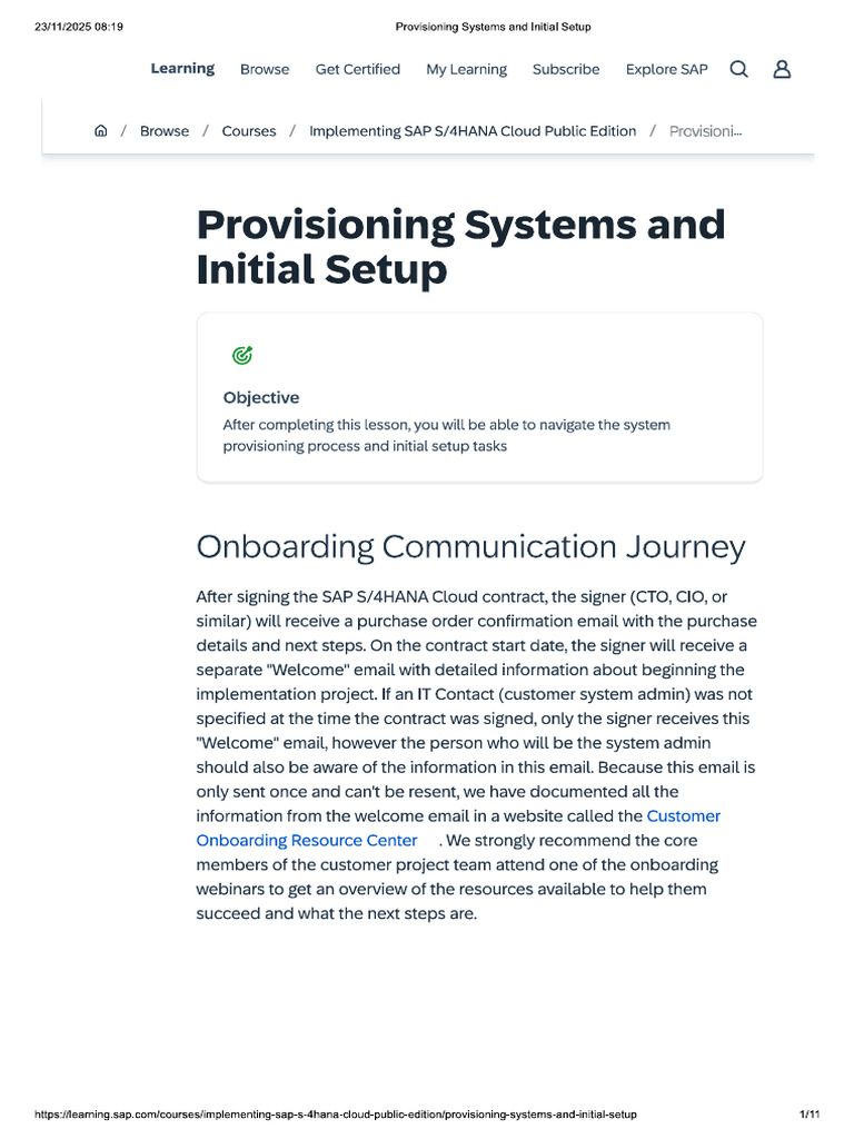 Provisioning Systems and Initial Setup | PDF