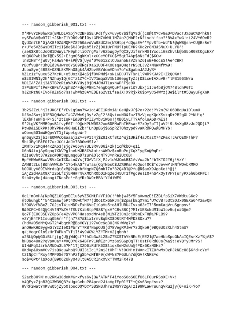 Random Gibberish Text Files Collection | PDF