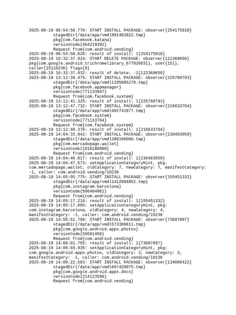 App Installation and Deletion Logs | PDF | Application Software | Software