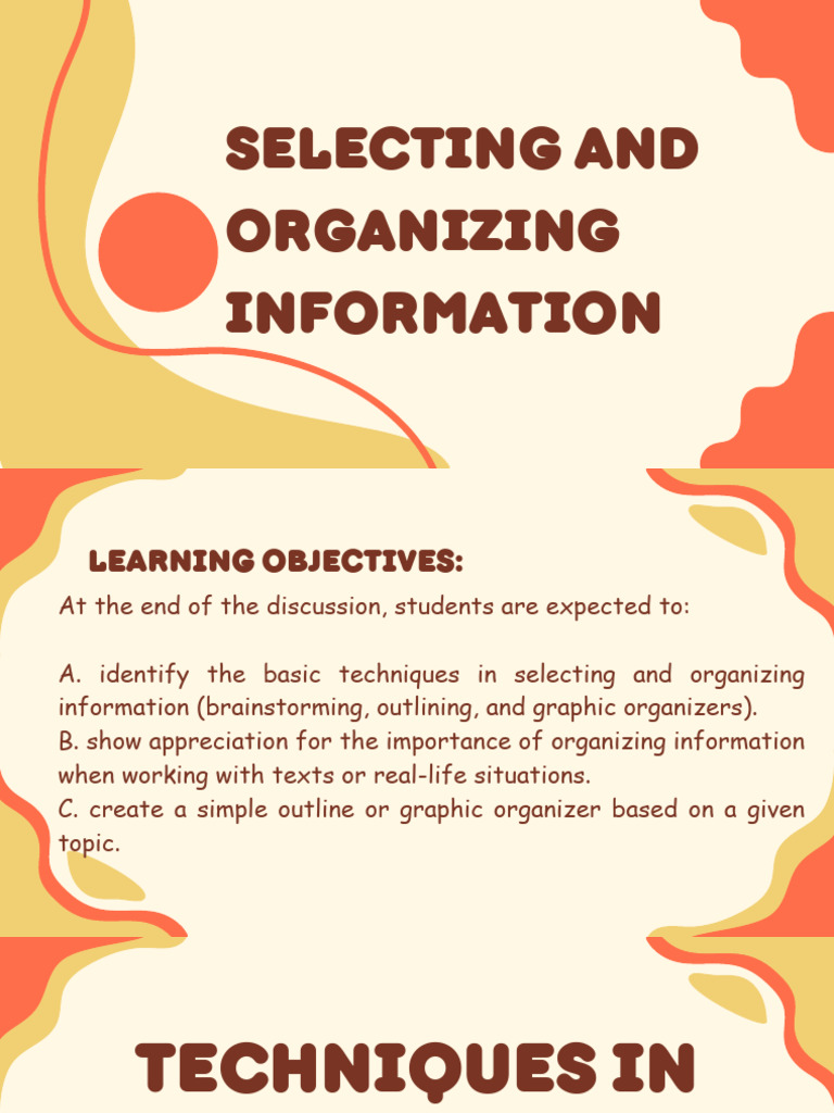 Techniques for Organizing Information | PDF | Information | Concept