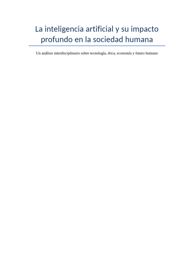 Impacto de la Inteligencia Artificial en la Sociedad | PDF ...