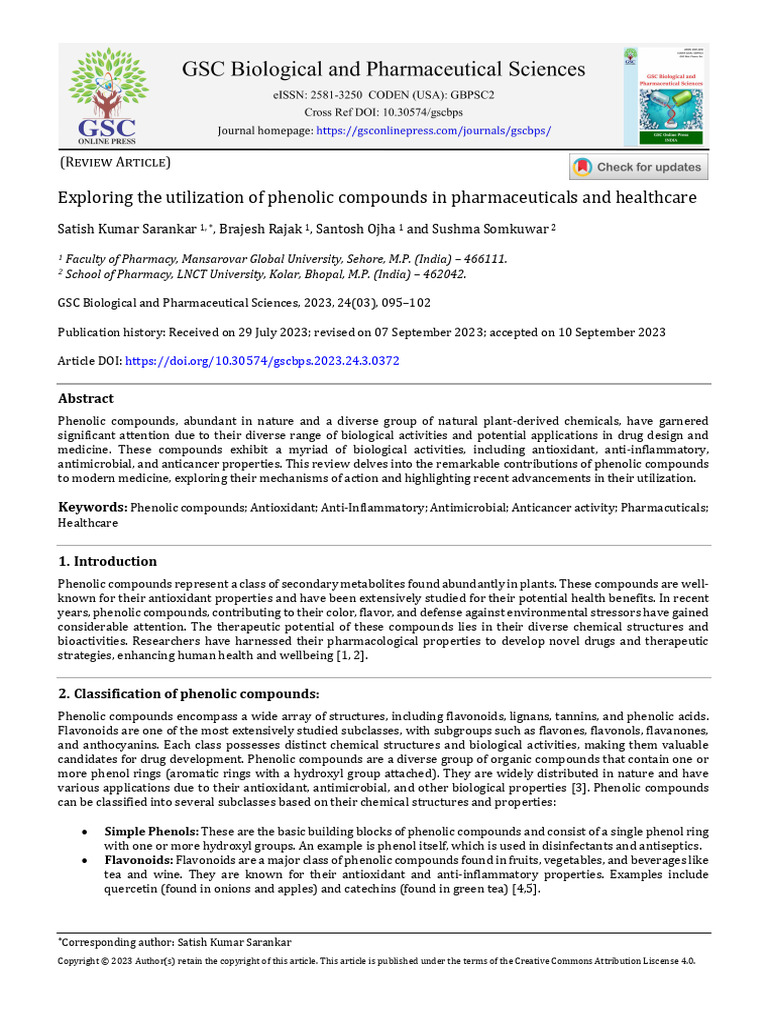 Utilization of Phenolic Compounds in Medicine | PDF | Polyphenol ...