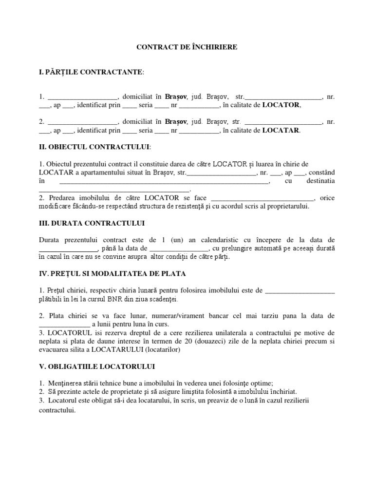 Model notificare reziliere contract