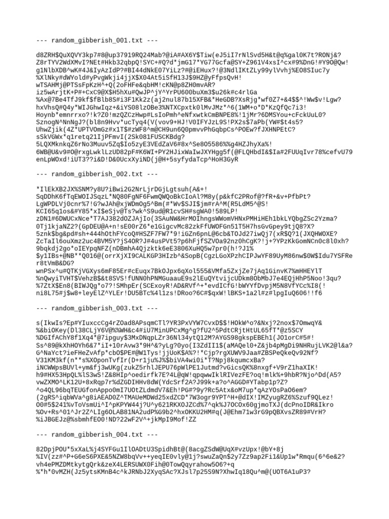 Random Gibberish Text Files Collection | PDF