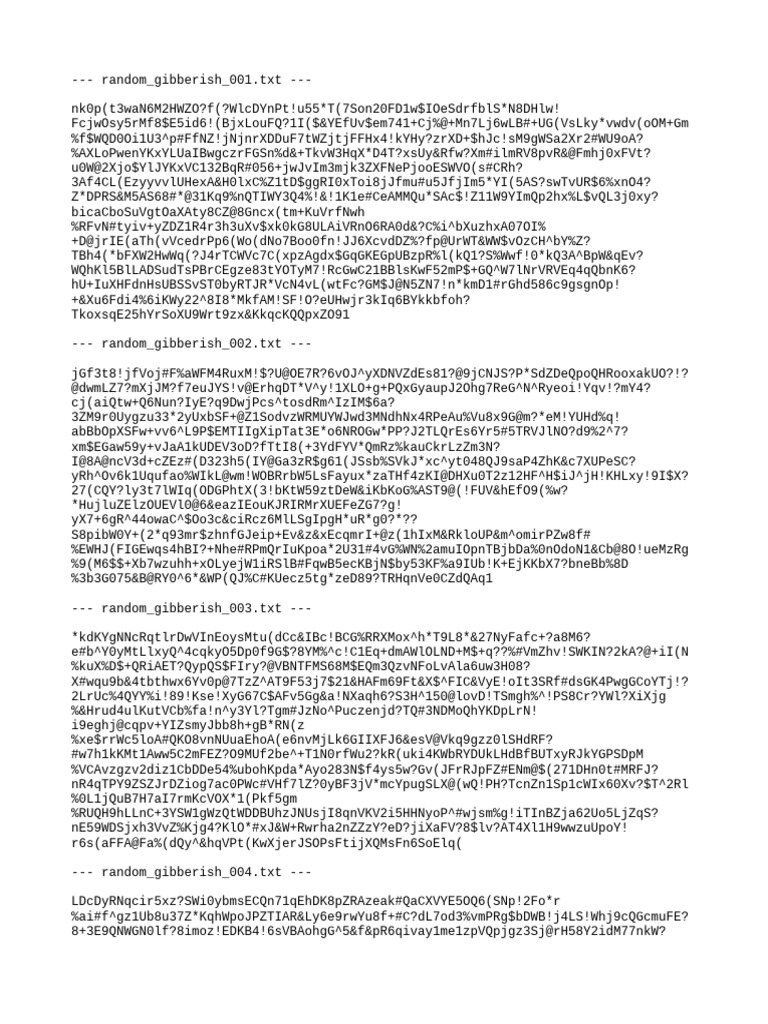 Random Gibberish Text Files Collection | PDF