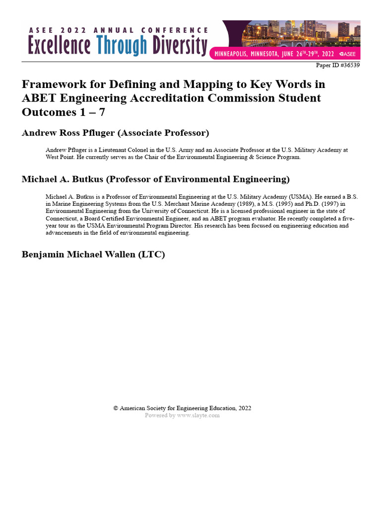 Framework For Defining and Mapping To Key Words in Abet Engineering ...