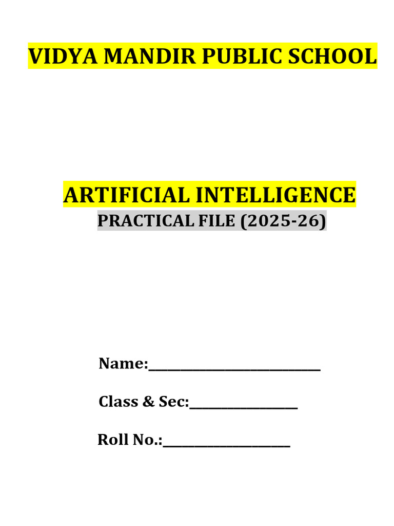 AI Practical File for Class 10 Students | PDF | Area | Elementary Geometry