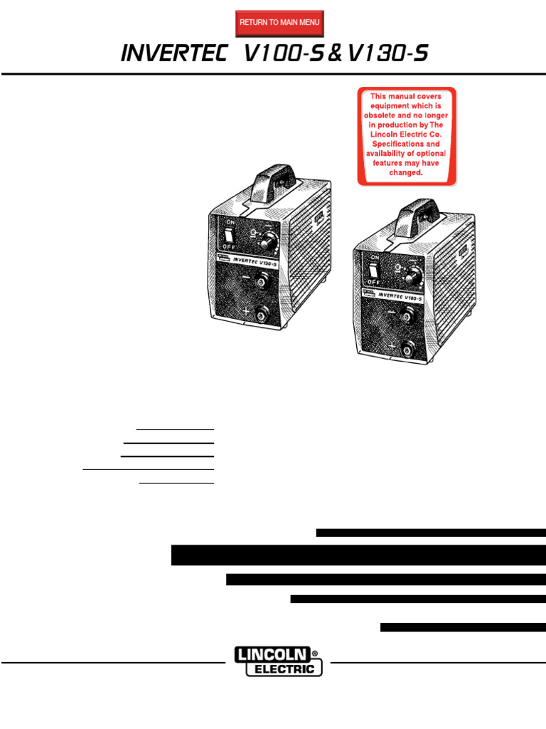 Invertec V100-S & V130-S Manual | PDF | Welding | Construction