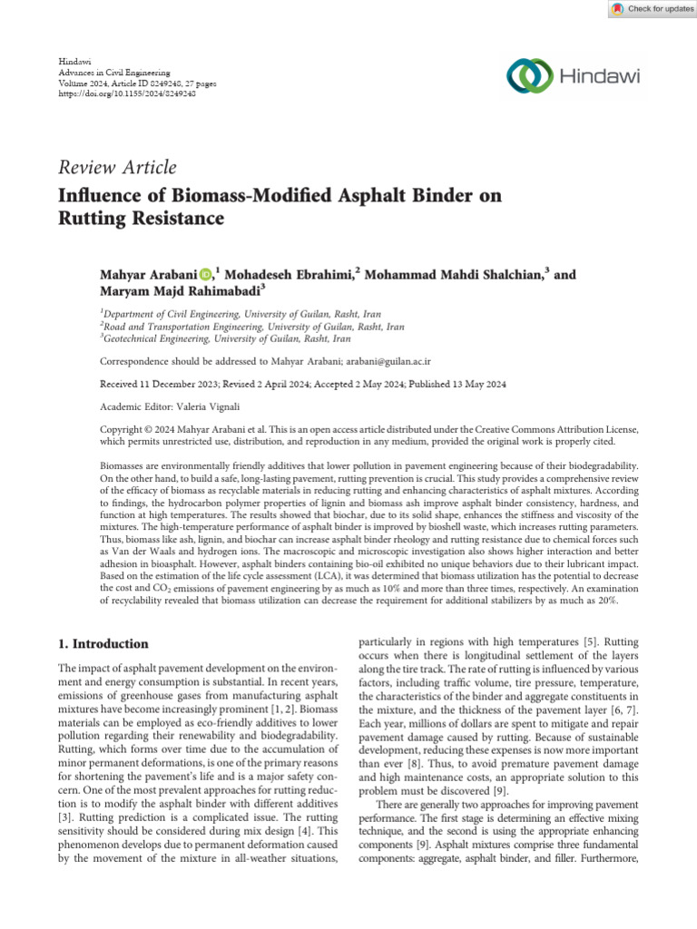 Biomass-Modified Asphalt for Rutting Resistance | PDF | Road Surface ...