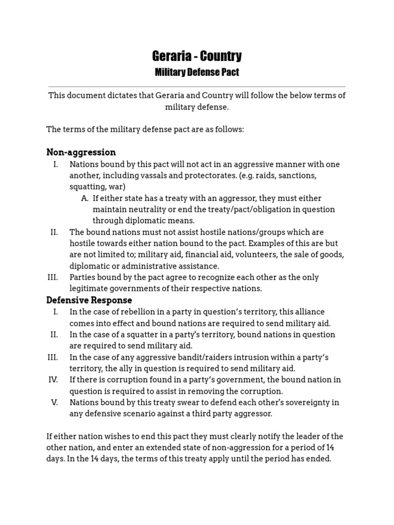 Geraria Military Defense Pact Details | PDF