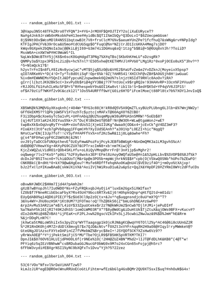 Random Gibberish Text Files Collection | PDF