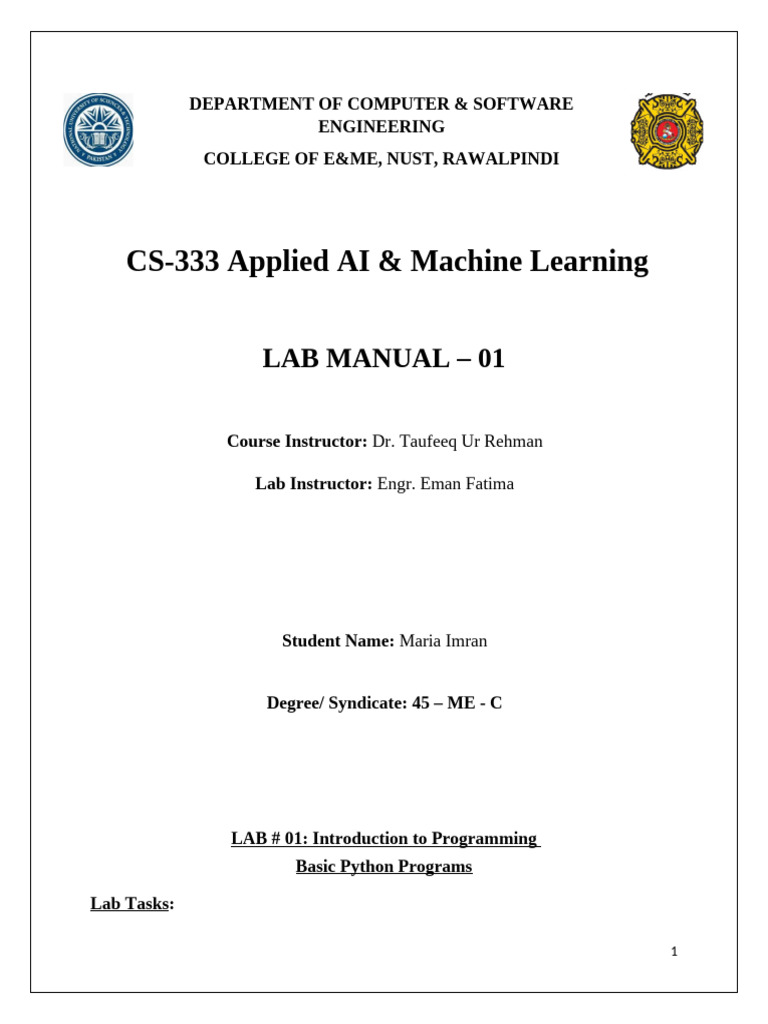 Python Programming Lab Manual | PDF