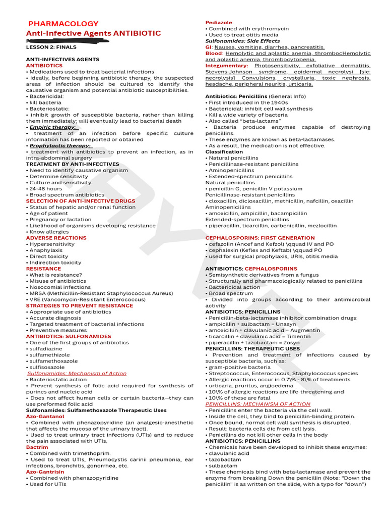 Antibiotics Overview and Mechanisms | PDF | Penicillin | Drugs