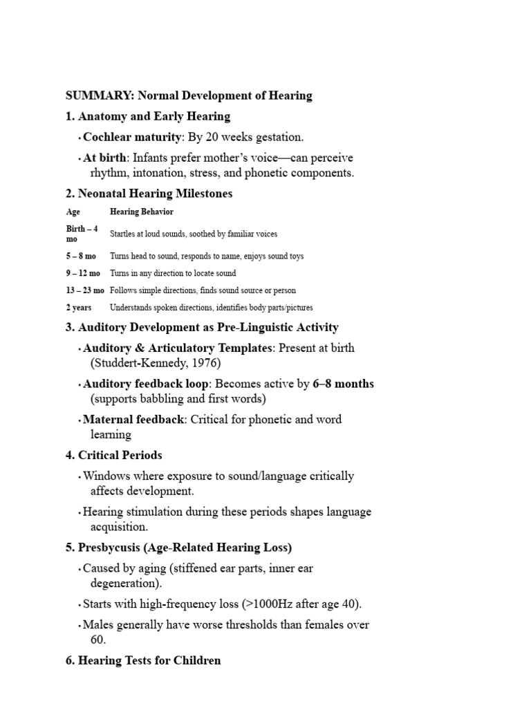 Normal Hearing Development Milestones | PDF | Hearing | Infants