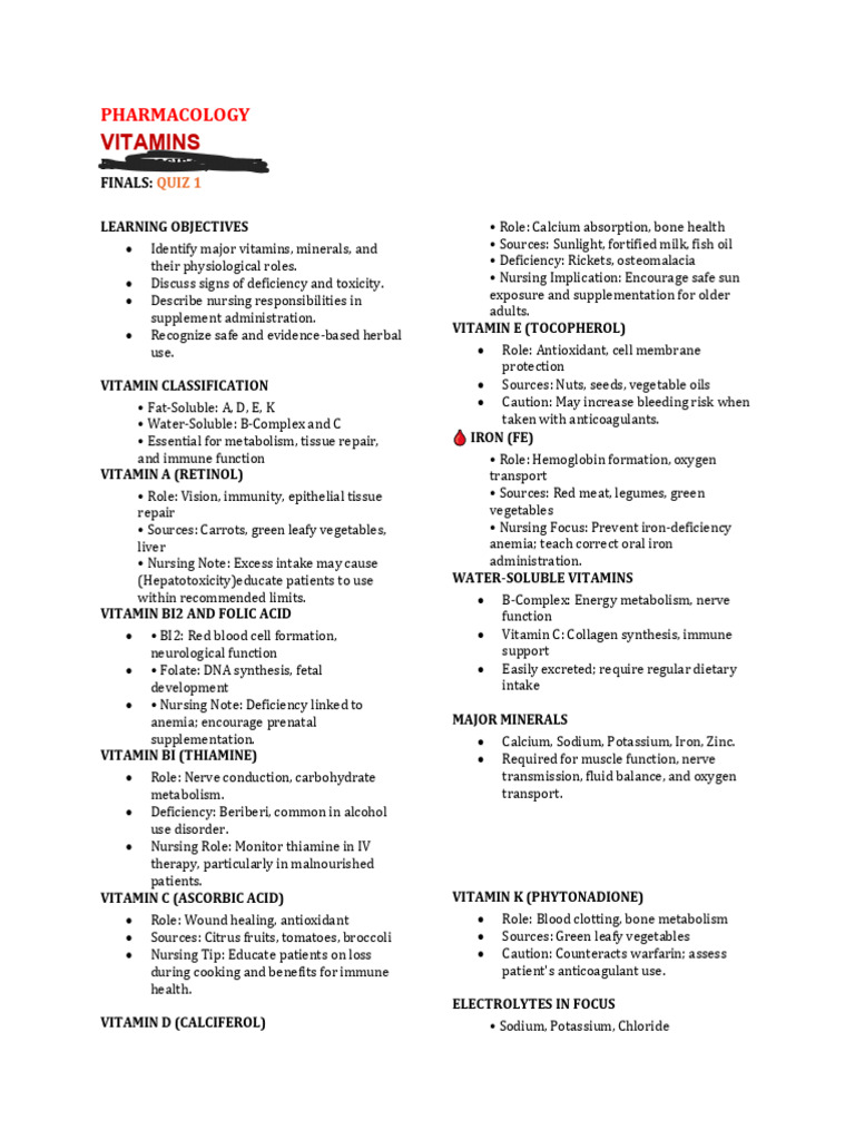Essential Vitamins and Minerals Guide | PDF | Vitamin | Dietary Supplements