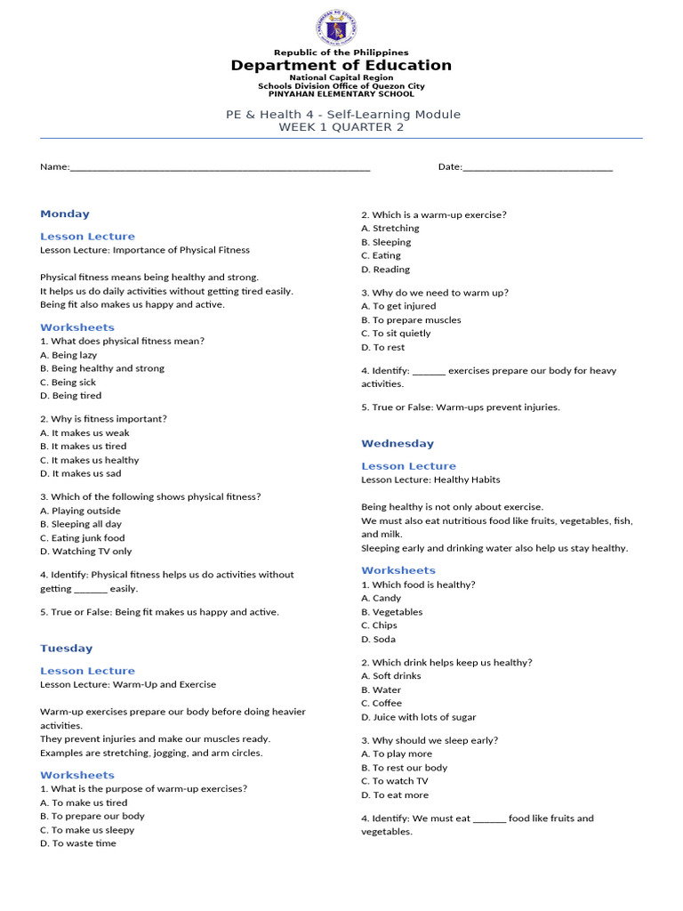 PE & Health 4: Fitness Self-Learning Module | PDF