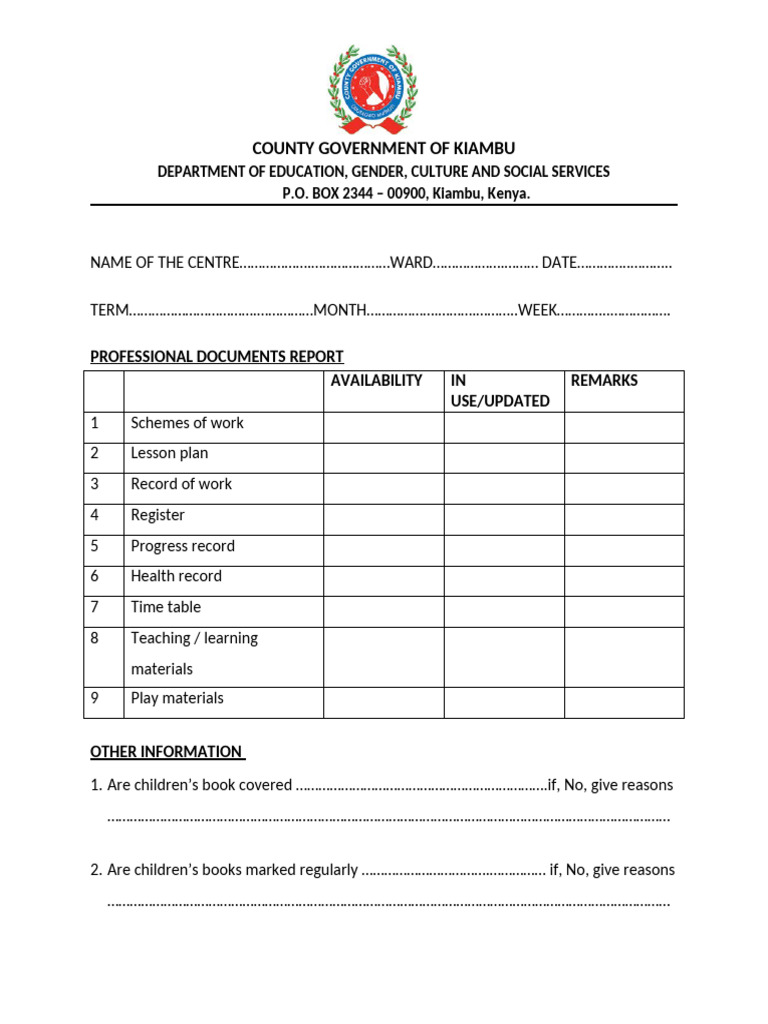 Kiambu Education Professional Report | PDF