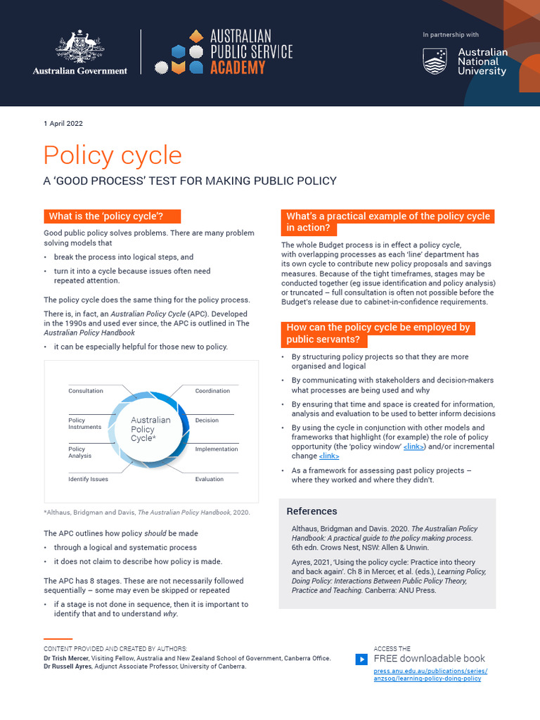 Australian Policy Cycle Explained | PDF | Policy | Policy Analysis
