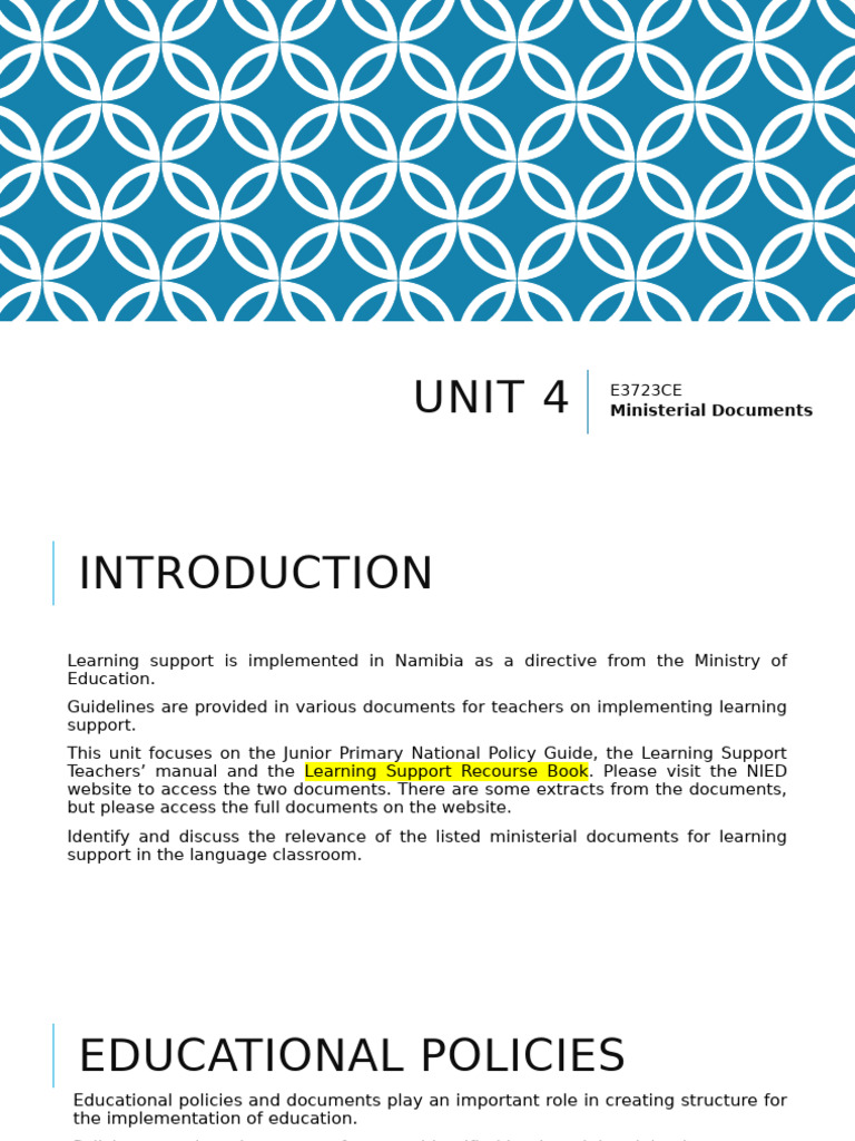 Namibia Learning Support Guidelines | PDF | Teachers | Learning