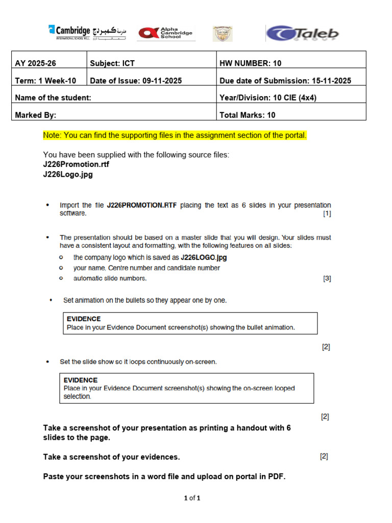 ICT Assignment HW 10 Guidelines | PDF