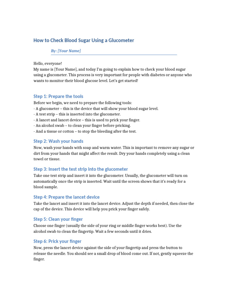 How To Check Blood Sugar Using A Glucometer | PDF | Disorders Of ...