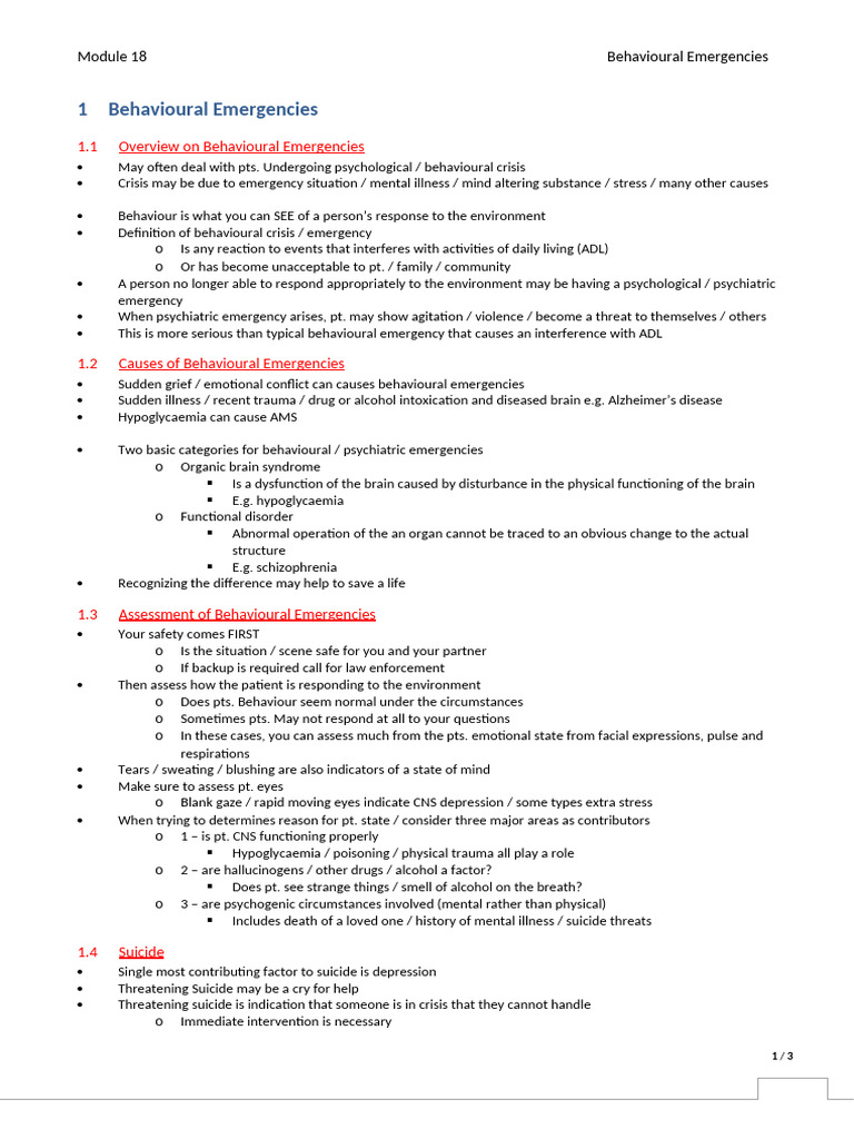 Understanding Behavioural Emergencies | PDF | Psychiatry ...