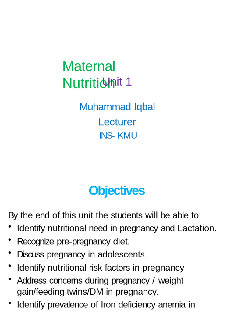 Essential Maternal Nutrition Guide | PDF | Pregnancy | Breastfeeding